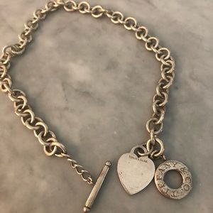 Tiffany & Co chain link necklace with heart charm